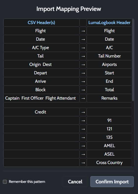 CSV import tool for migrating flight records from other pilot logbook apps